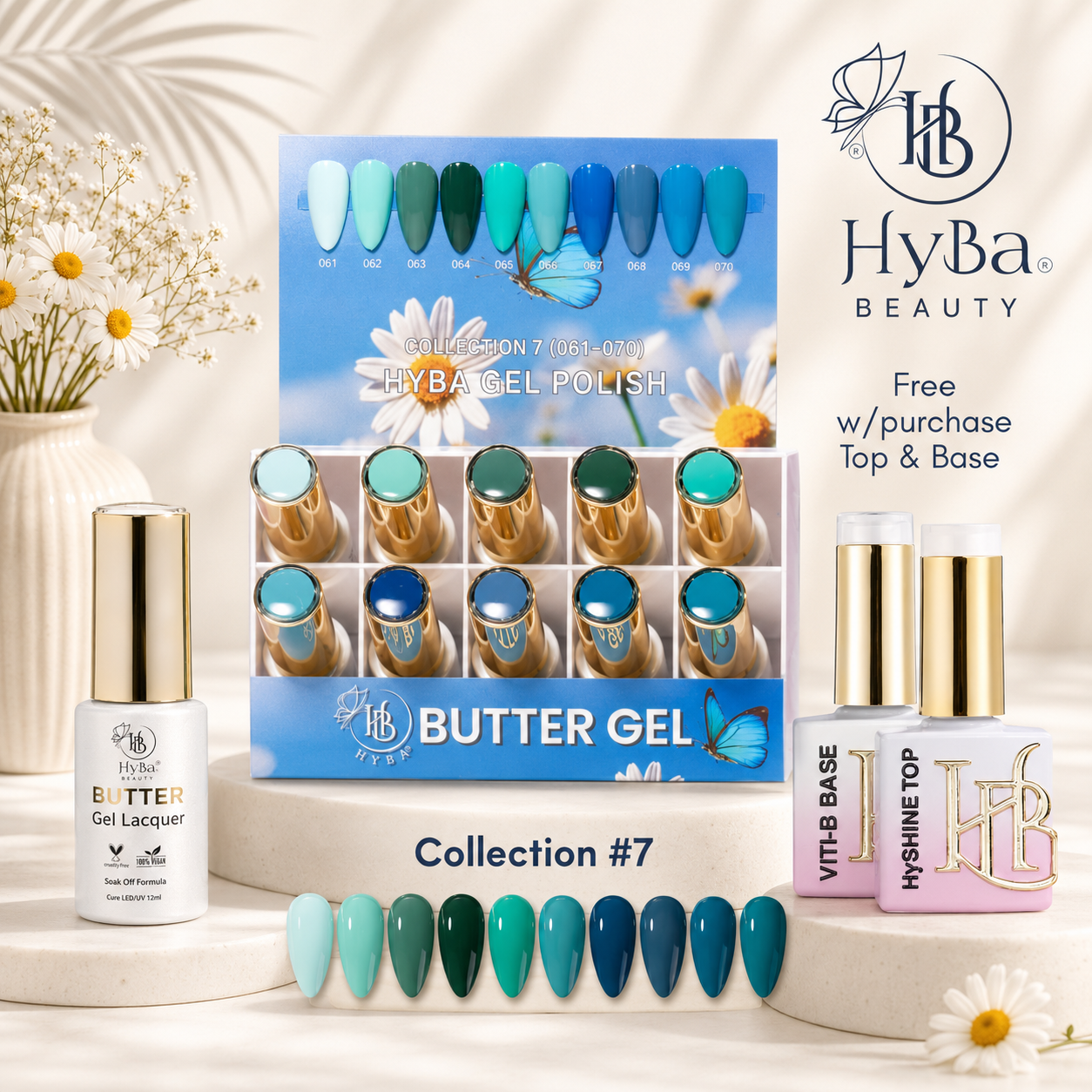 Butter Gel Polish Series Collection 7 (Colors #061-#070) - Free Top & Base
