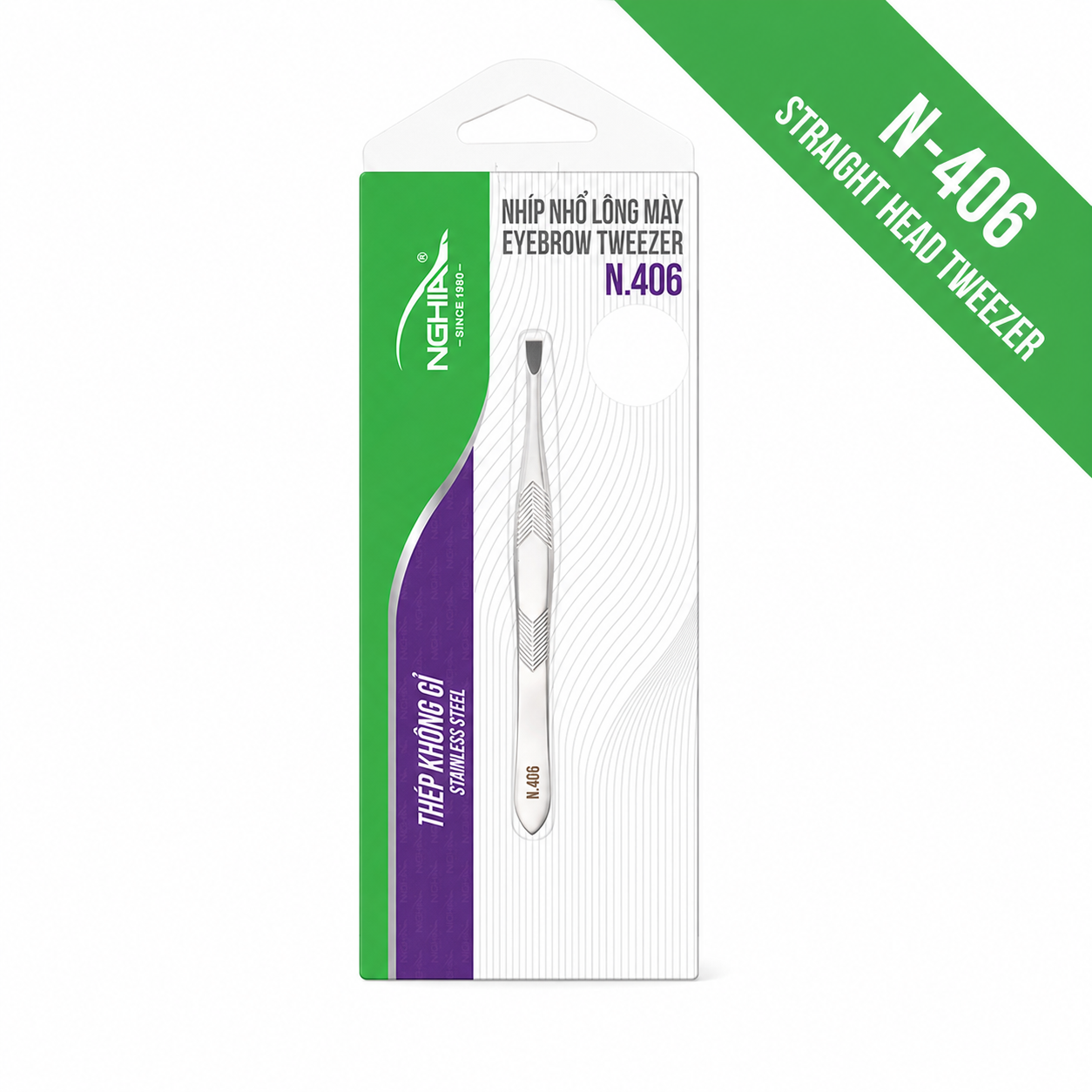 Straight Head Tweezer - N-406 (Stainless Steel)