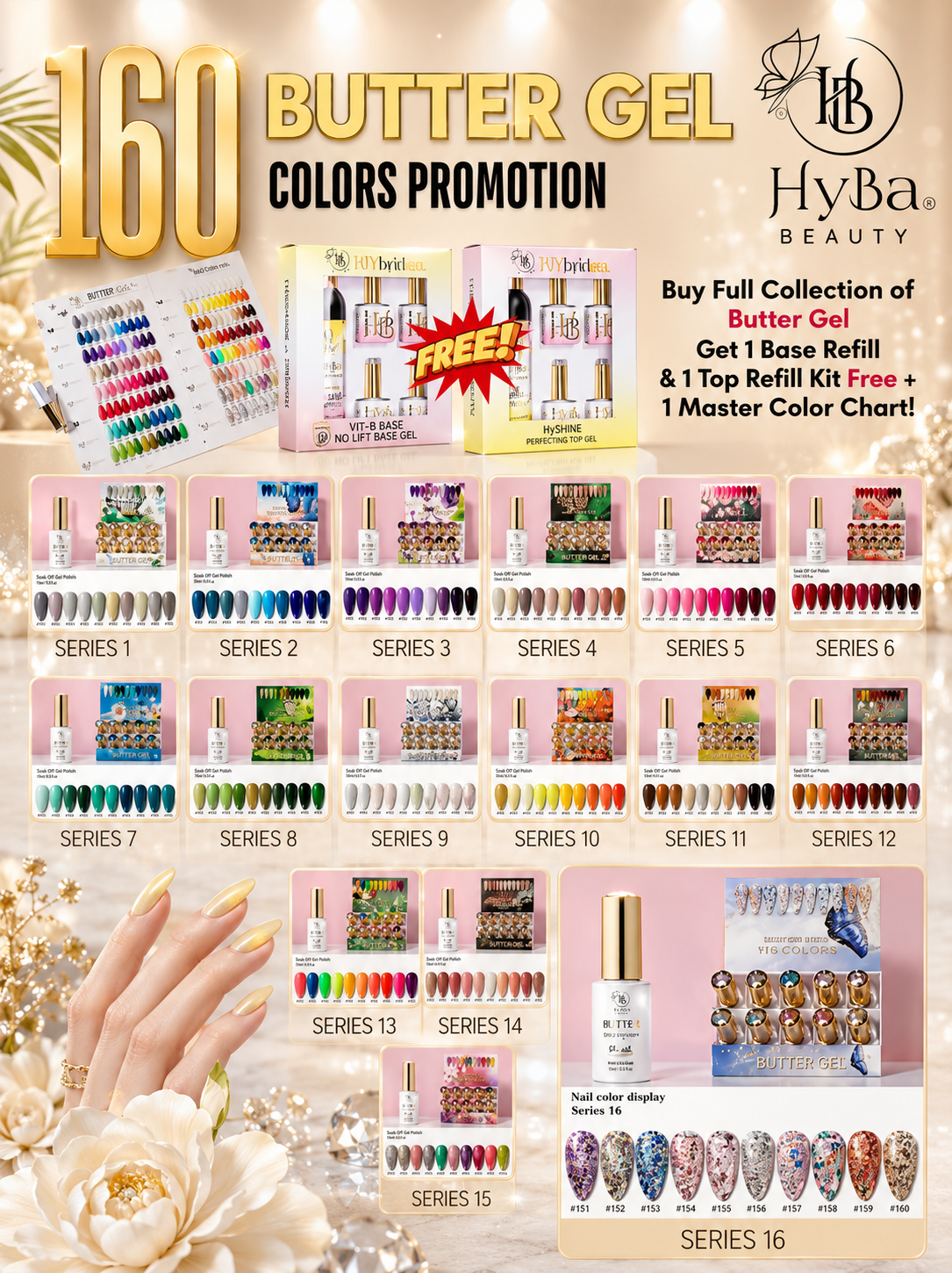 Butter Gel Full Collection / Series # 1-#16 - Free Top & Base Refill Kits