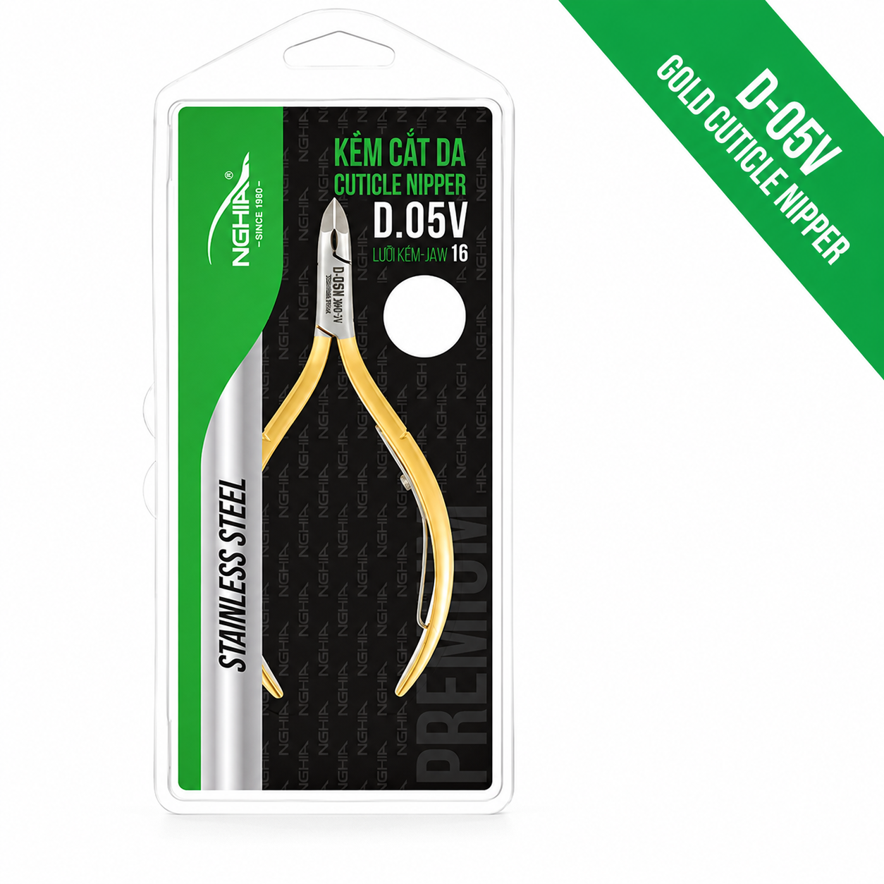 GOLD Cuticle Nipper - D-05V (Stainless Steel)