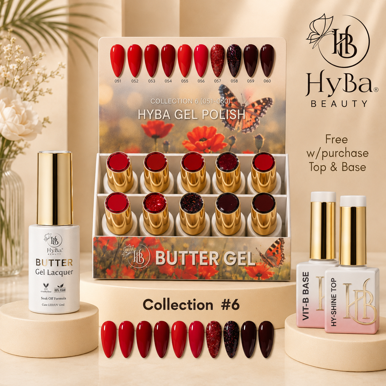 Butter Gel Polish Series Collection 6 (Colors #051-#060) - Free Top & Base