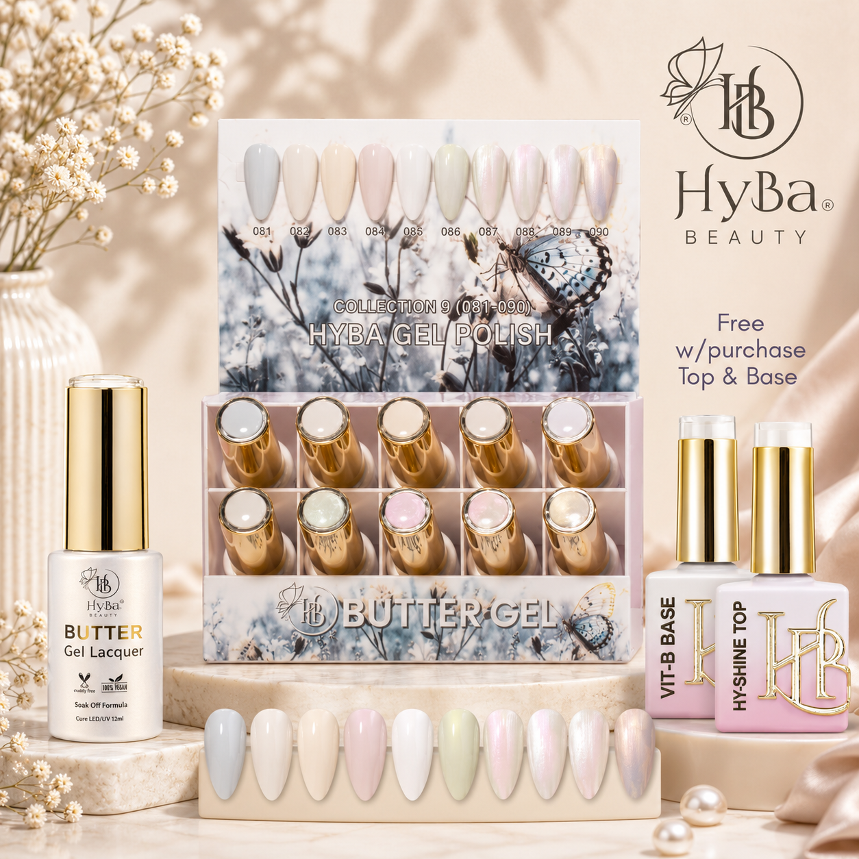Butter Gel Polish Series Collection 9 (Colors #081-#090) - Free Top & Base