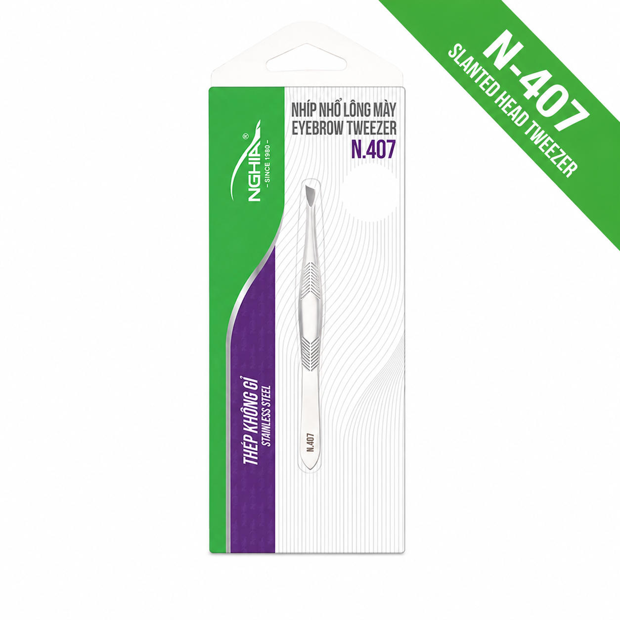 Slanted Head Tweezer - N-407 (Stainless Steel)