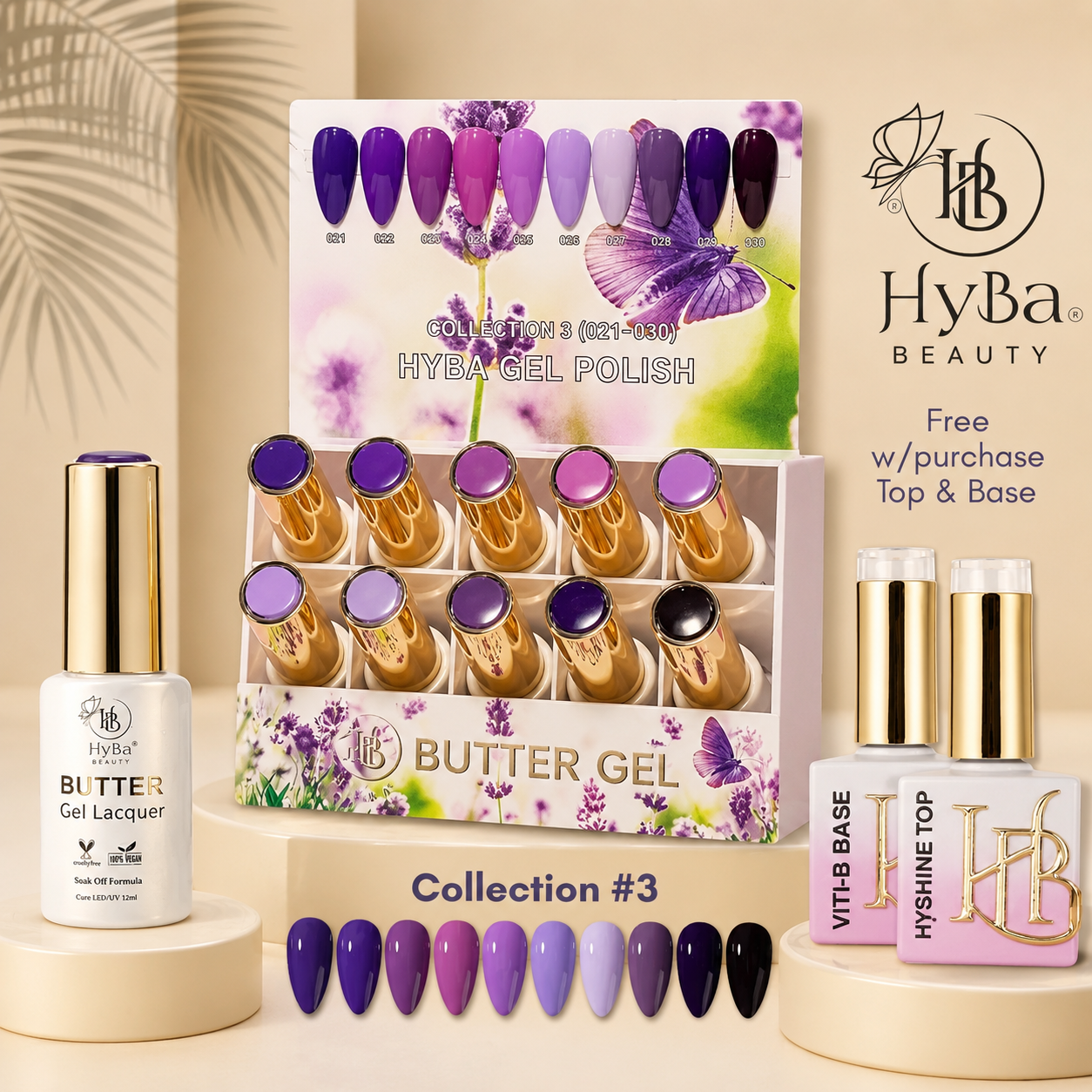 Butter Gel Polish Series Collection 3 (Colors #021-#030) - Free Top & Base