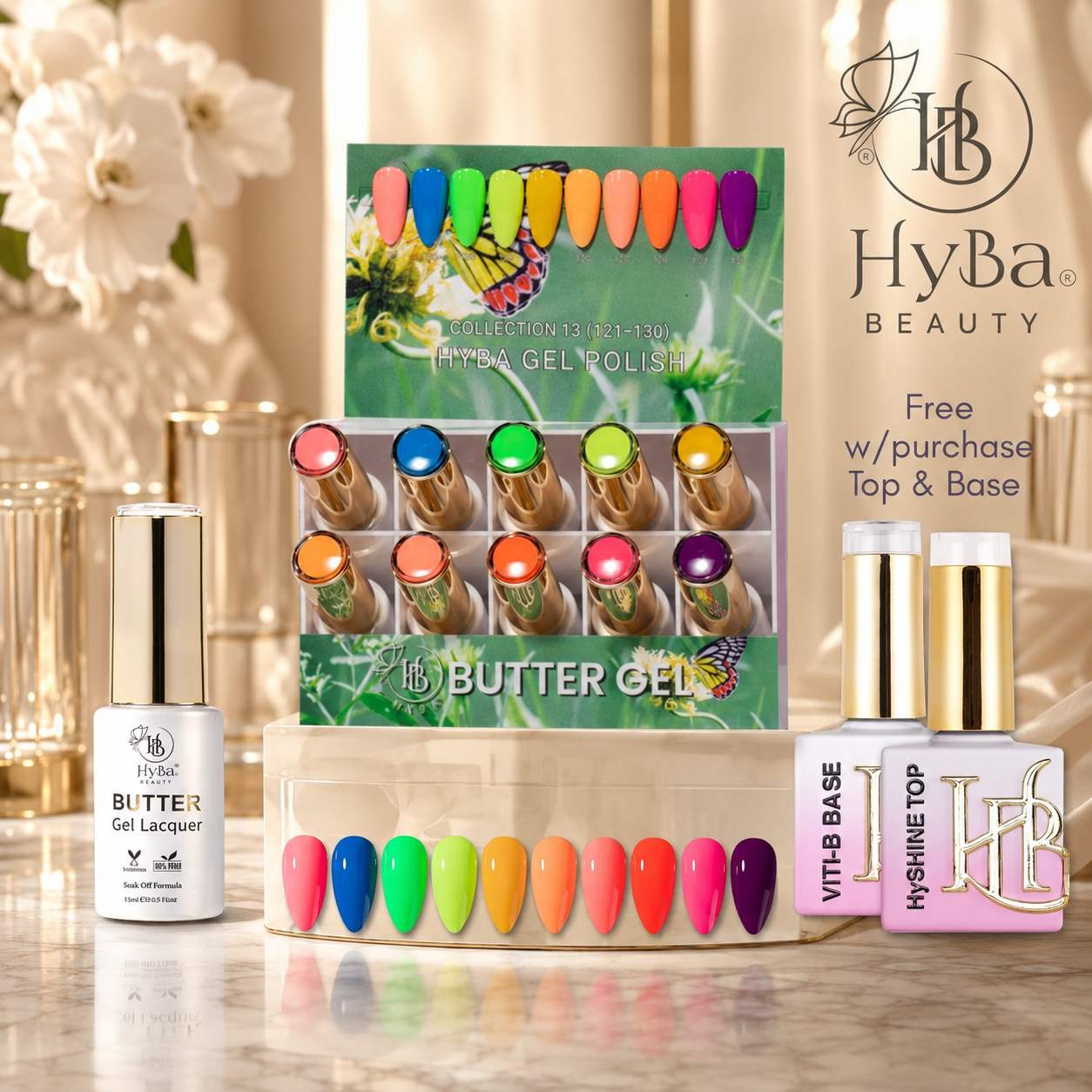 Butter Gel Polish Series Collection 13 (Colors #121-#130) - Free Top & Base