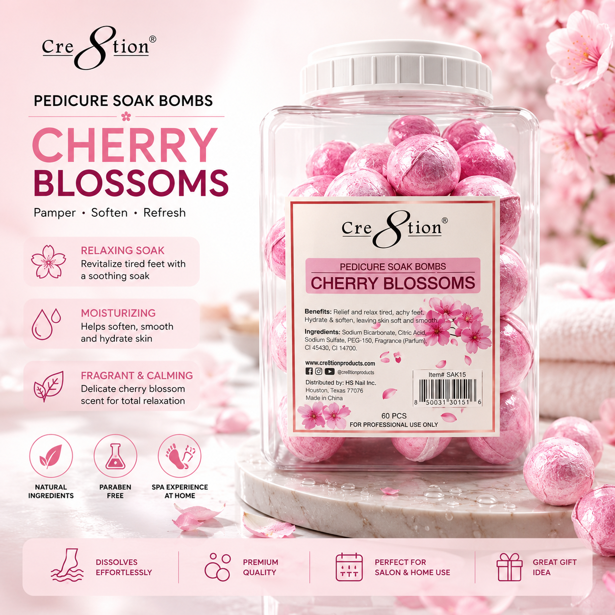 Soak Bath Bomb - Cherry Blossoms