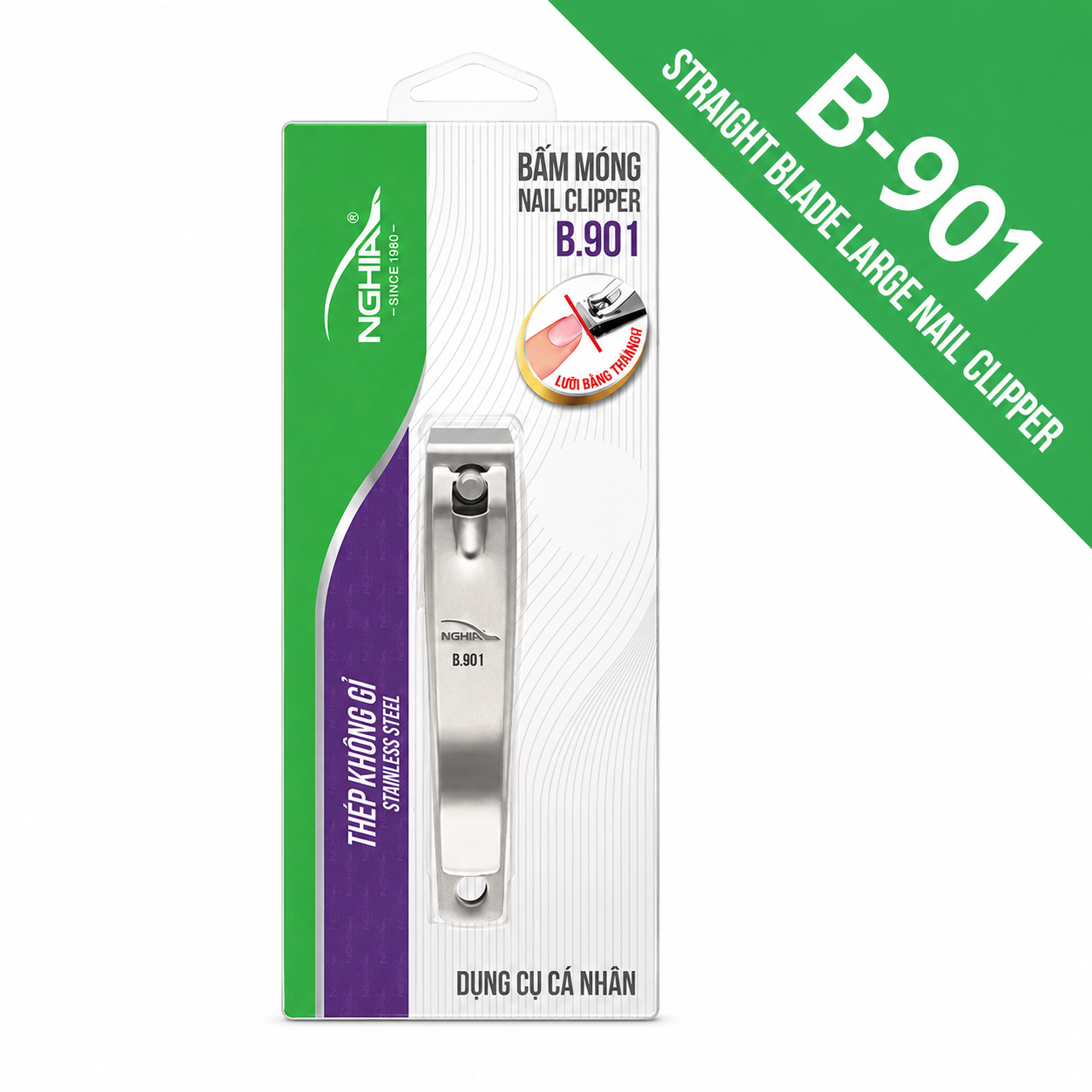 Straight Blade Large Nail Clipper - B-901 (Stainless Steel)